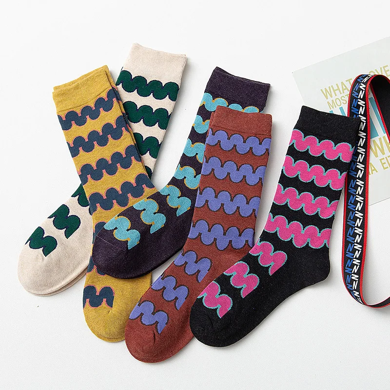 2019 модные носки в полоску короткие женские Смешные хлопковые зимние Осенние