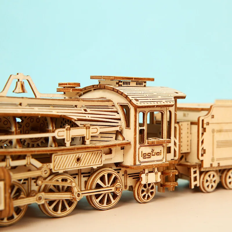 Модель паровоза для детей деревянный 3d-конструктор пазлы сборка из липы модель