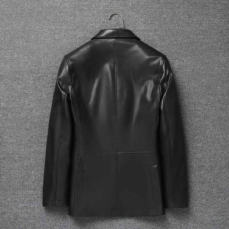 Куртка мужская из натуральной кожи однобортная приталенная Классическая в