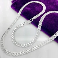 popular foreign trade hot selling jewelry fashion copper and silver jewelry exquisite 5mm all side necklace