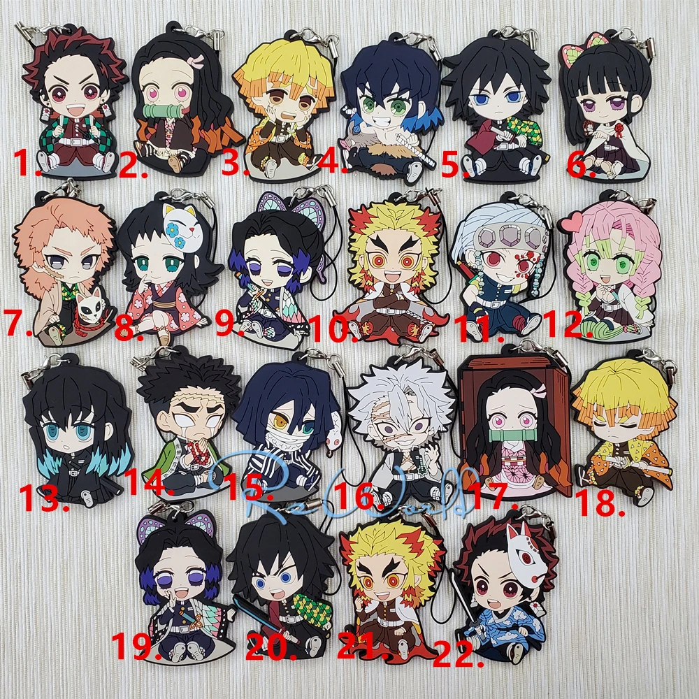 

Demon Slayer Kimetsu no Yaiba Anime Kamado Tanjirou Nezuko Agatsuma Zenitsu Hashibira Inosuke Kanroji Sitting Rubber Keychain