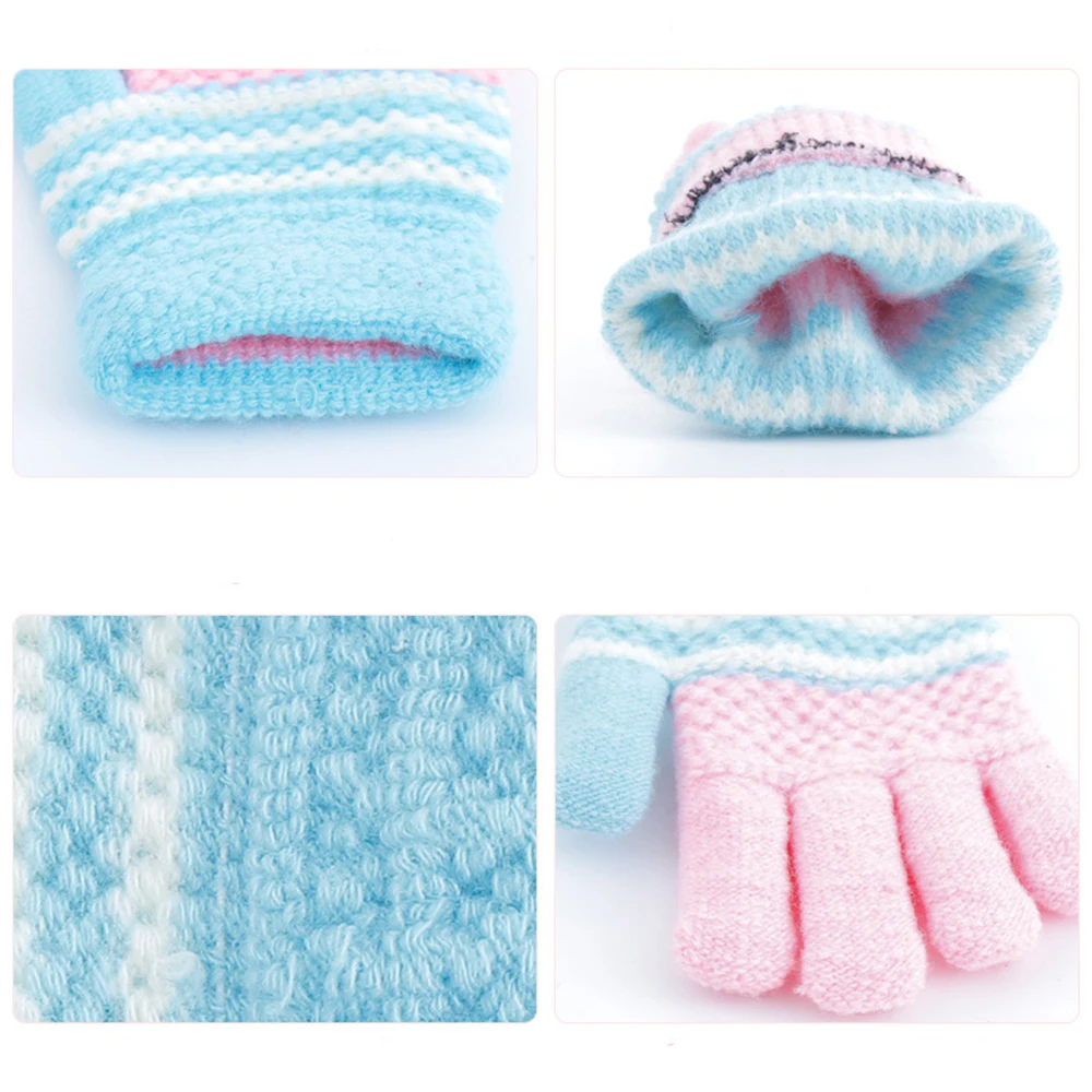 

Winter Candy Color Boys Girls Knitted Gloves Warm Rope Full Finger Mittens Gloves For Children Kids Apparel Accessories