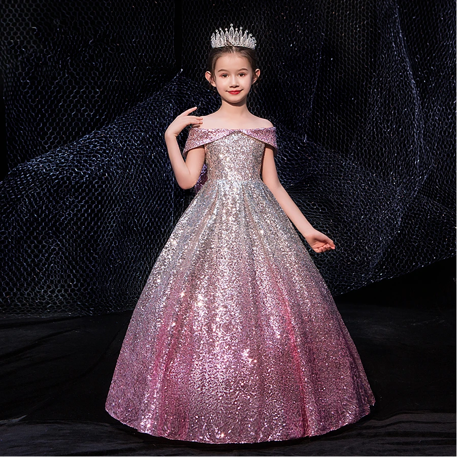 Kids Prom Dresses 2021 Girls Elegant Sequins Ball Gowns with Bow Teenagers Evening Party formal Dress Girl Duinceanera Dresses enlarge