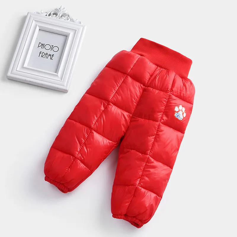 

5 Colors Kids Down Trousers Baby Elastic High-Waisted Pants Children'S Winter Warm Comfortable Thickened Pants For Boys Girls