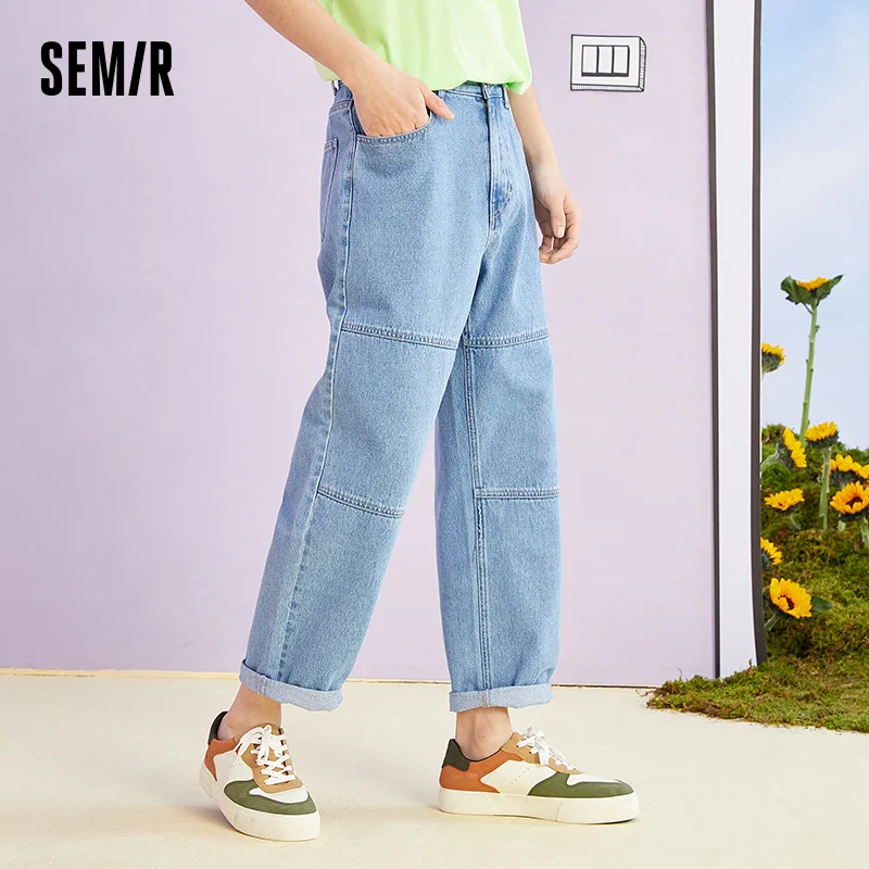 

Мужские джинсы SEMIR, летние прямые свободные брюки в гонконгском стиле, модные брендовые брюки, 2021