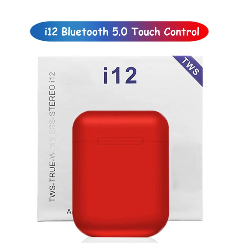 red i12 TWS сенсорный ключ мини беспроводные наушники Bluetooth 5,0 гарнитура для Android xiaomi Iphone PK i20 i30 i60 i80 tws - Цвет: red
