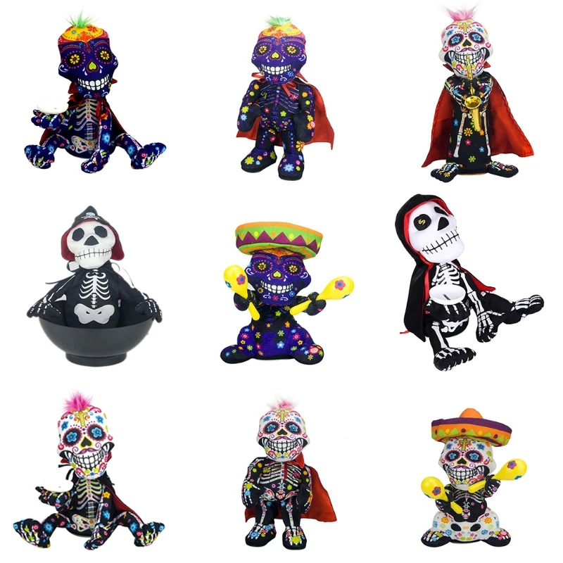 

Halloween Money-Control Ghost Skeleton Skull Bones Plush Toys Ghost Dancing Dolls Electric Funny Children Toy