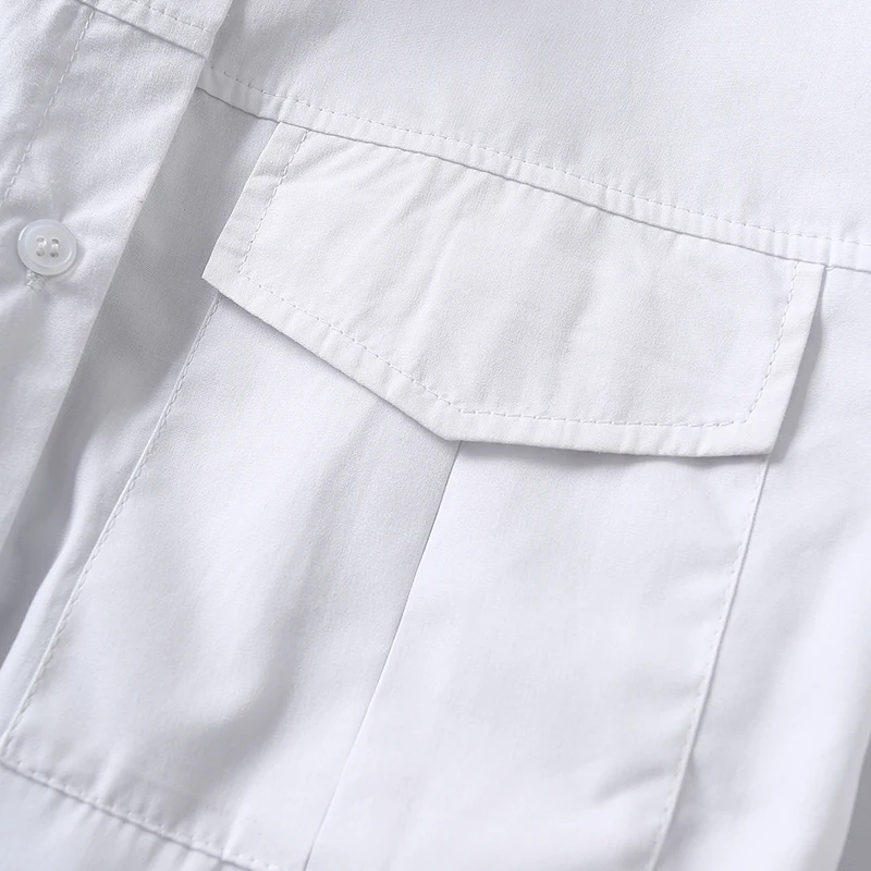 

Hot Spring and Autumn Women's White Short Shirt Long Sleeve Lapel Top Casual Office Workwear White Blouse