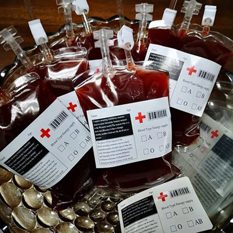 

Transparent, Reusable, Transparent Halloween Vampire Blood Point Bag Energy Drink Bag Transparent Medical PVC 350ml