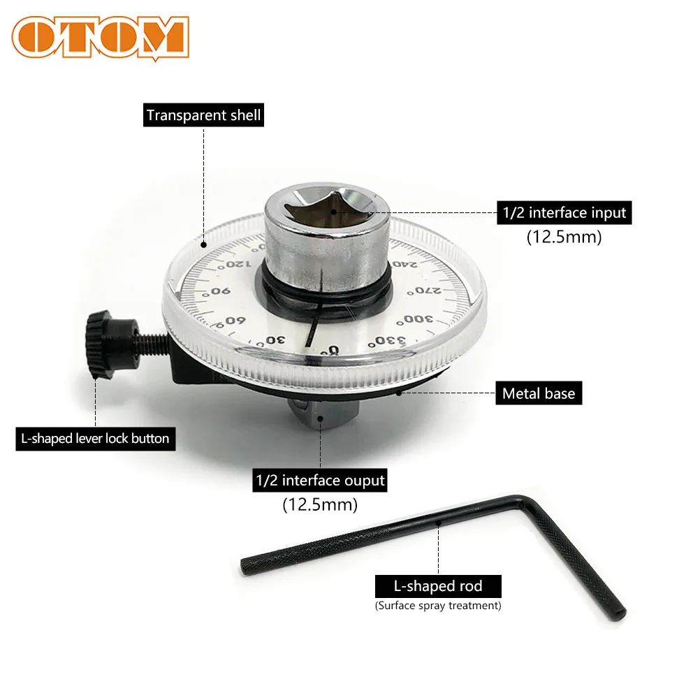 

OTOM 1/2 Inch Drive Torque Angle Gauge 360 Degree Angle Rotation Measurer Hand Tool Wrench Measuring Automotive Meter Tool
