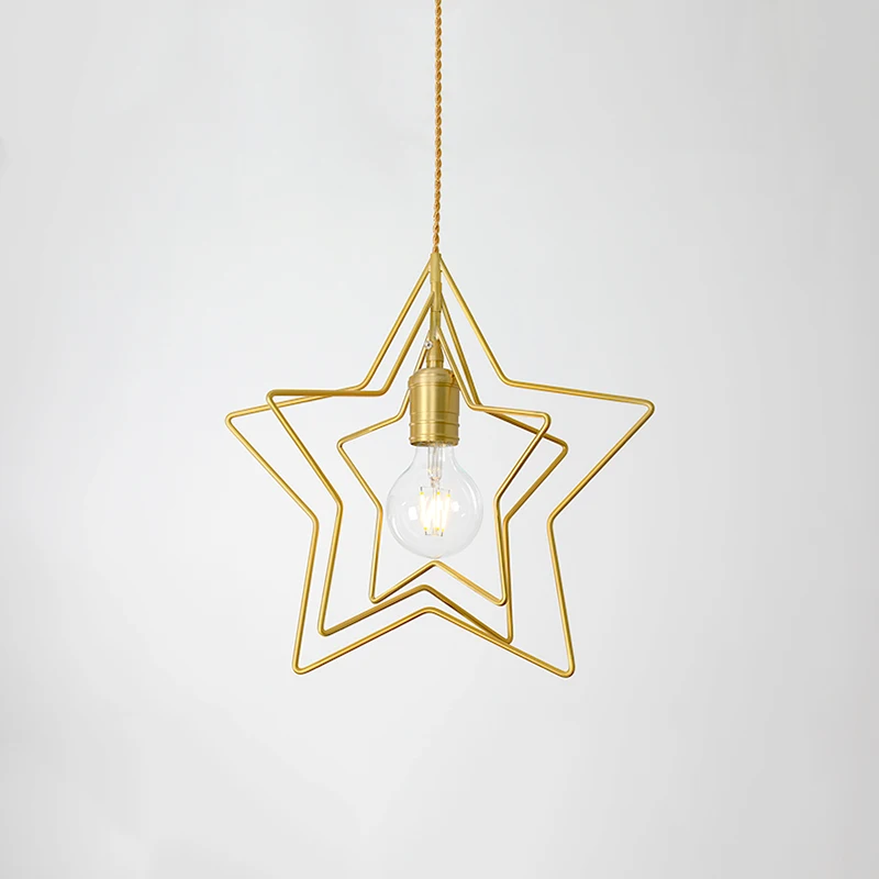 Люстра с пятиконечной звездой из латуни Скандинавская Персонализированная