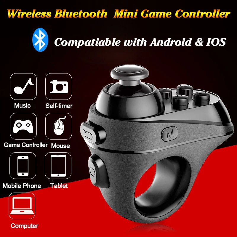 

2021 new Mini Ring game handle Gamepad Entertainment USB Bluetooth 4.0 Black Remote Controller Wireless Joystick For IOS Android