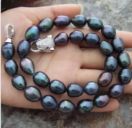 

HUGE AAA+ 10-11MM South Sea Black Baroque Pearl Necklace 18 inch