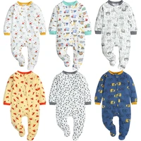 newborn baby boy autumn winter cotton climbing clothes 3 18m kids footed pajamas long sleeved infant girls animal clothing
