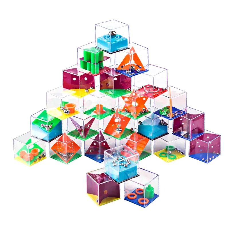 24pcs 12/24/30 шт. лабиринт игра-головоломка Коробки с Сталь мяч Логические развивающие игрушки подарок для детей и взрослых обучения рождественские подарки - Цвет: 24pcs