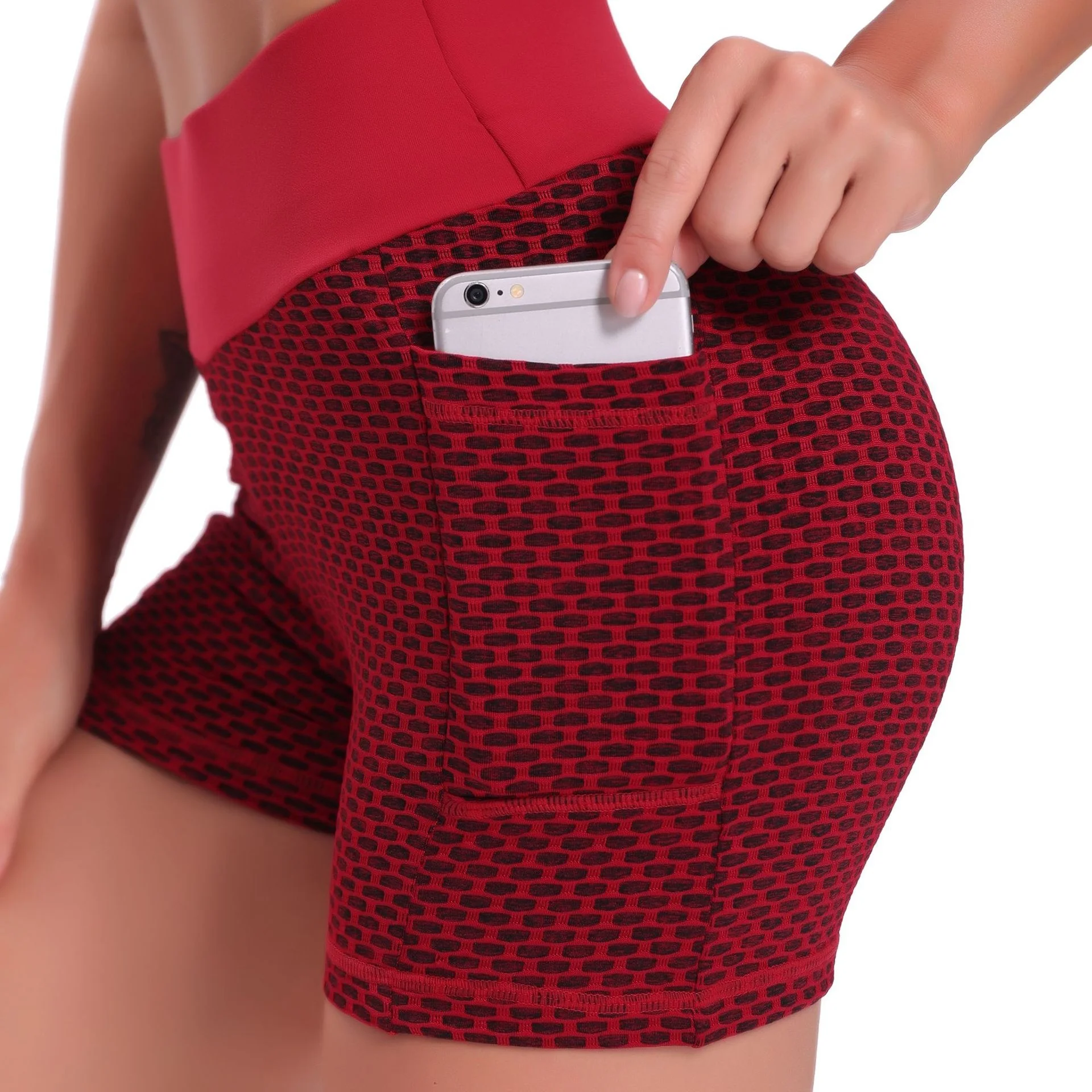 

Women High Waist Workout Yoga Shorts Athletic Running Shorts Breathable Stretch Gym Quick Dry Fitness Sport Tights with Pocket