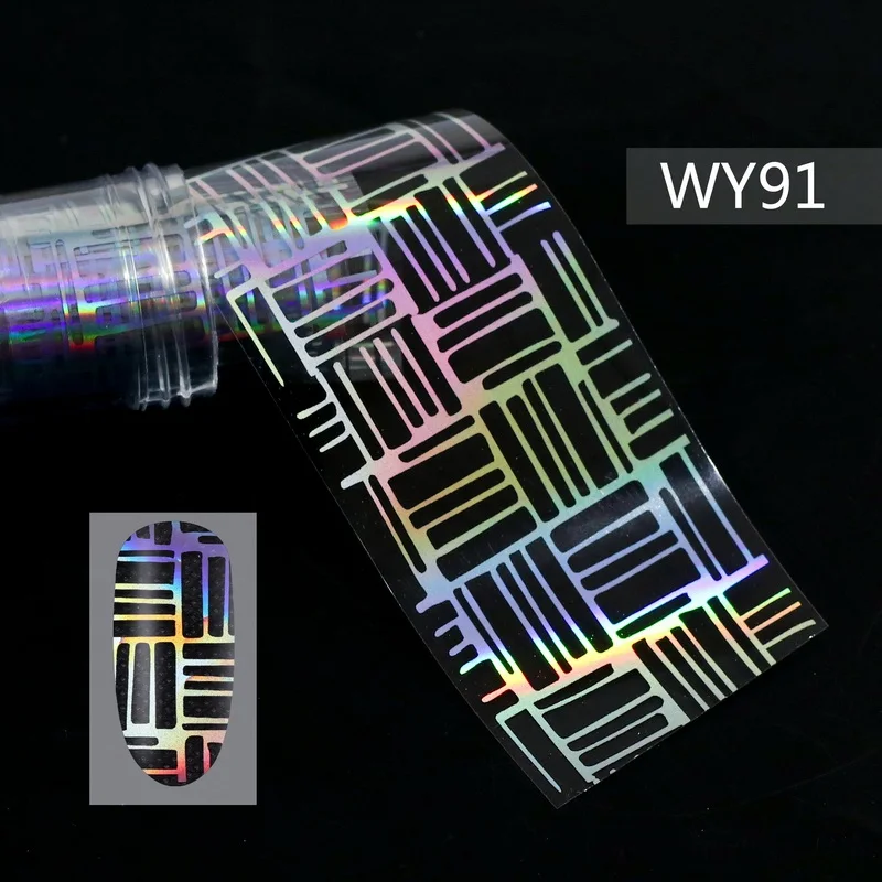 WY91 Foils Sticker 28 узоров голографические лазерные ногтевые переводные наклейки из фольги пламенный цветок Единорог Переводные картинки для ногтей украшения для дизайна ногтей - Цвет: WY91 Foils Sticker