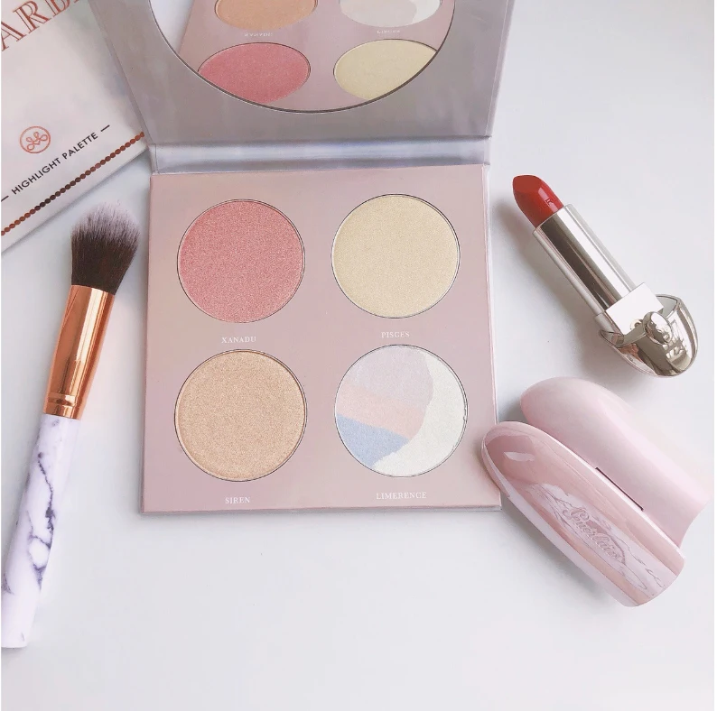 GUICAMI MARBLE 4 Colors Brighten Highlighter Eyeshadow Palette Repair Facial Makeup Powder Contour Blush Make Up Cosmetics