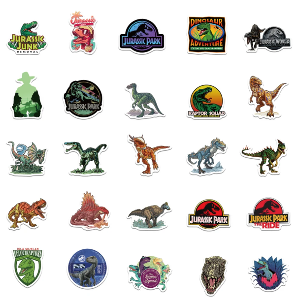 Pegatinas de pel&iacute;cula de Parque Jur&aacute;sico para ni&ntilde;os, pegatinas de dinosaurio de Ciencia Animal, juguetes para ni&ntilde;os, tazas, equipaje, monopat&iacute;n, port&aacute;til, DIY, 10/30/50 Uds.-3