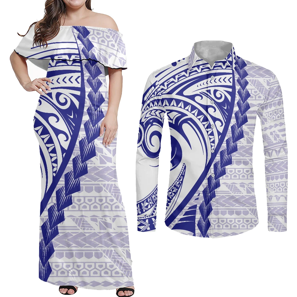 

HYCOOL модное белое платье с открытыми плечами женское сексуальное летнее полинезийское этническое платье для пары повседневные Элегантные Длинные платья Вечерние