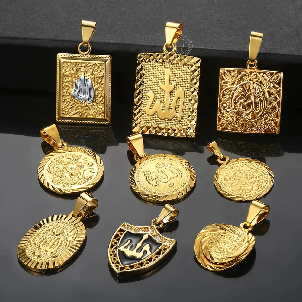 Мусульманская религиозная подвеска для мужчин и женщин Золотая с монетами