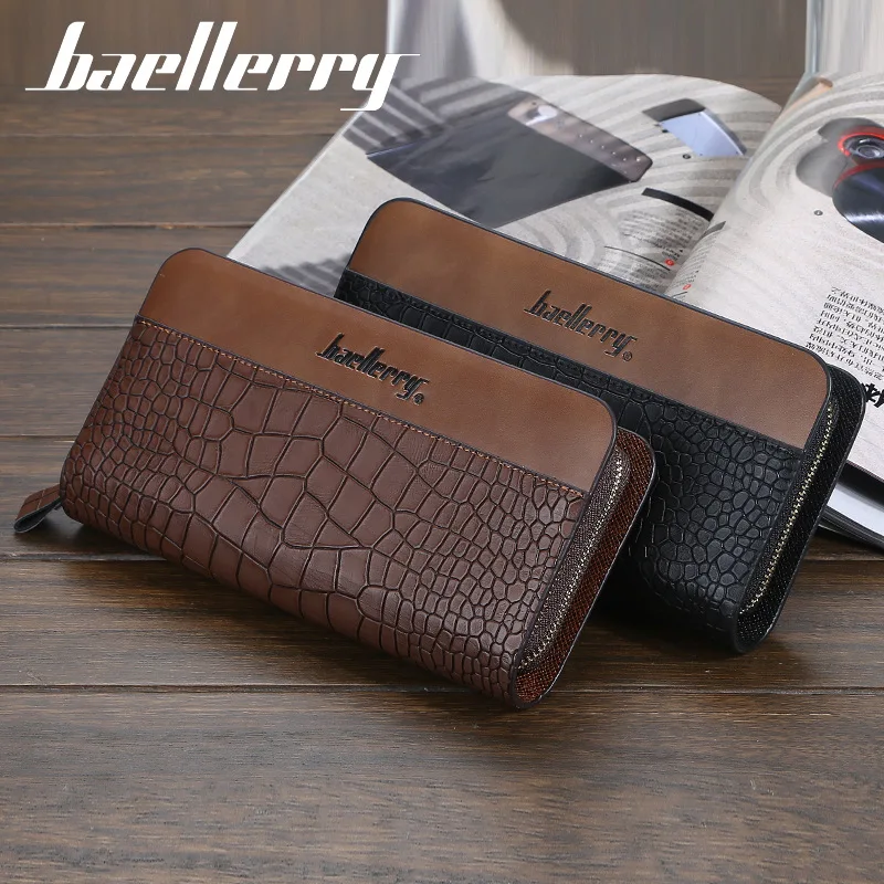 

Baellerry Luxury Brand PU Leather Men Wallets Long Clutch Purse Large Capacity Zippers Wallet Male Business Wallet