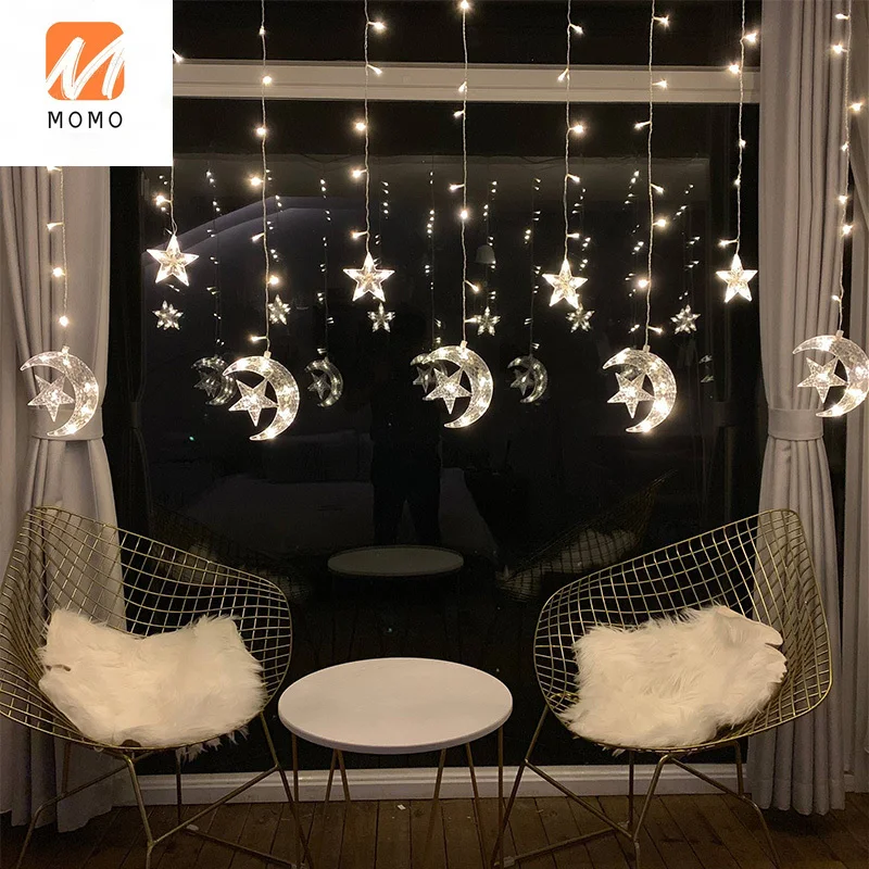 Светодиодные Звездные огни цветные мигающие гирлянды звездная сеть красный