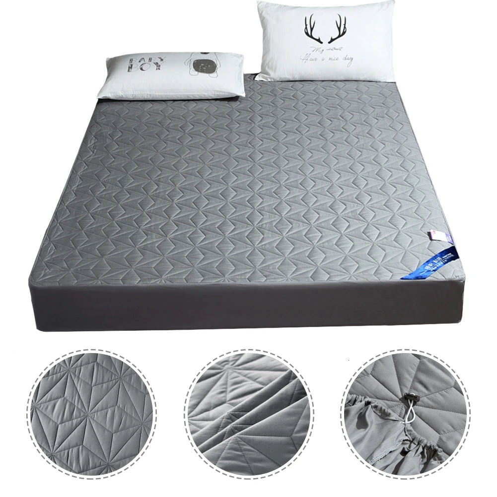 Сплошной цвет стеганый тисненый Водонепроницаемый Матрас протектор