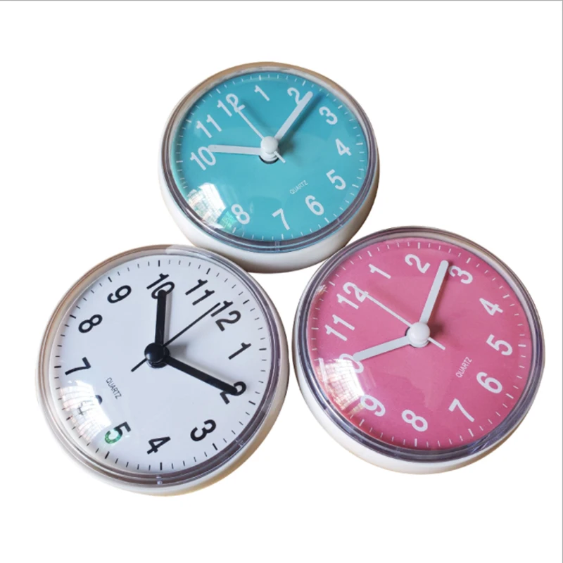 Настенные часы на присоске маленькие кварцевые для кухни и туалета с защитой от