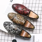 Классические мужские туфли-оксфорды, модная классическая Свадебная обувь с леопардовым принтом, размеры 38-48