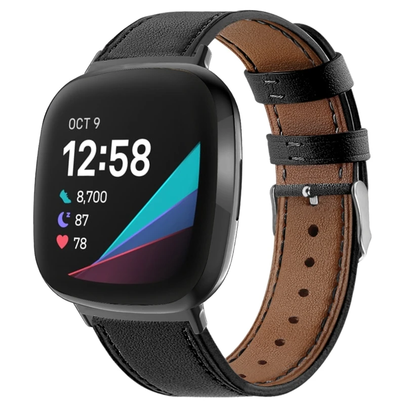 

Durable Color PU Leather Wristband Watch Band Wrist Strap For -Fitbit Versa3/Sense Replacement Smart Watch Accessories