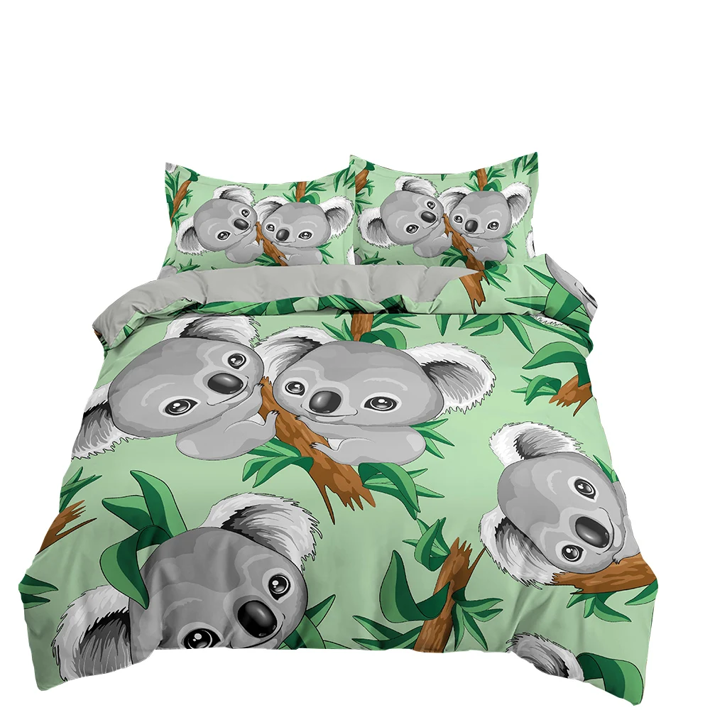 

Koala Printed Duvet Cover Bedding Set Quilt Cover with Pillow Case 3D Animal Comforter Set for Kids Children Gifts