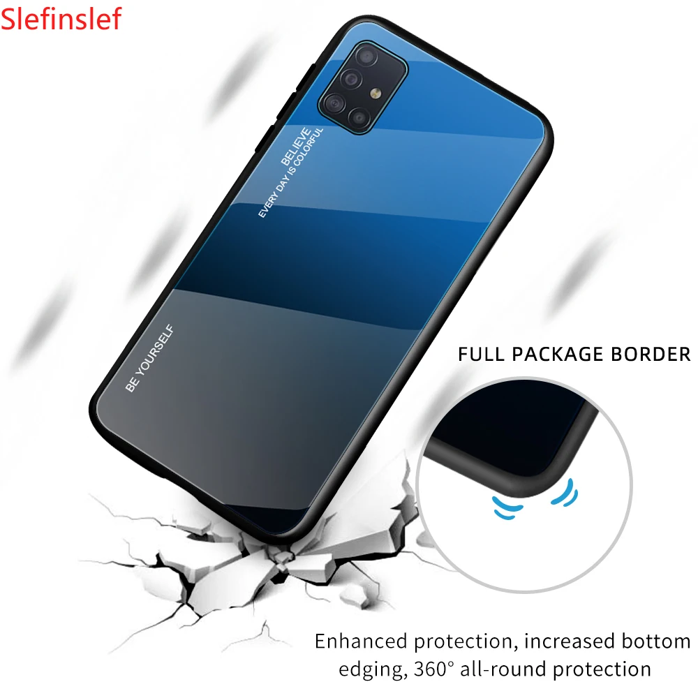 Градиентный чехол из закаленного стекла для Samsung Galaxy A51 A71 на SM A515F A715F A 51 задняя