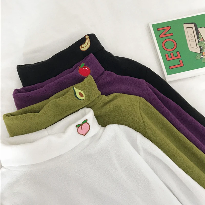 Корейский 2019 осень и зима шикарные женские футболки утолщение диких фруктов