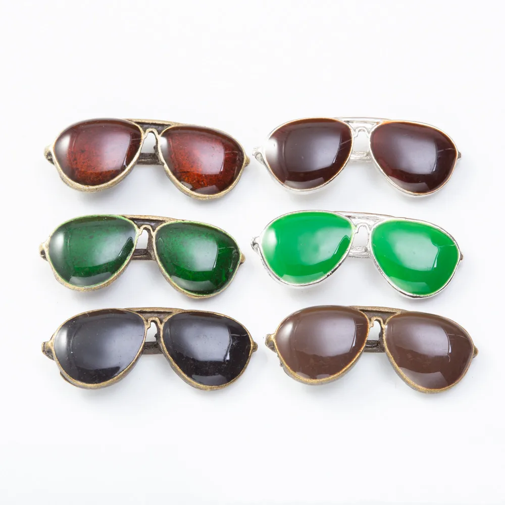 20 шт 12*30 мм античные бронзовые Серебристые эмалированные очки солнцезащитные