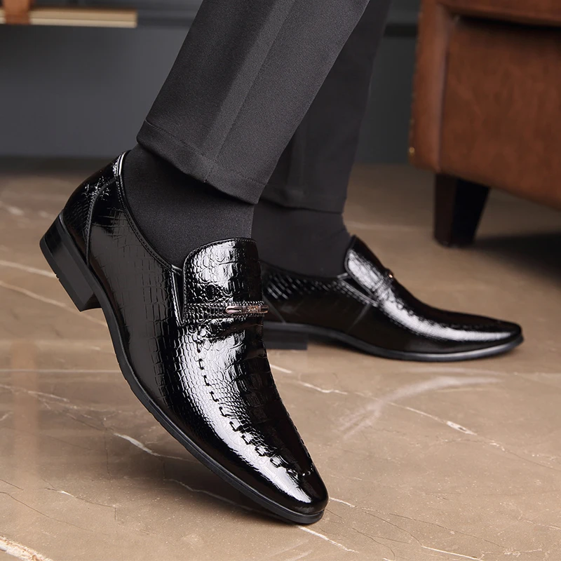 Туфли мужские из натуральной кожи с острым носком на 6 см | Обувь