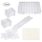 36 сеток, пластиковая вышивка, нить для вышивки крестиком, органайзер, коробка с 90 шт., нити, бобины и 160 нитей, наклейки с цифрами, сделай сам, швейные инструменты