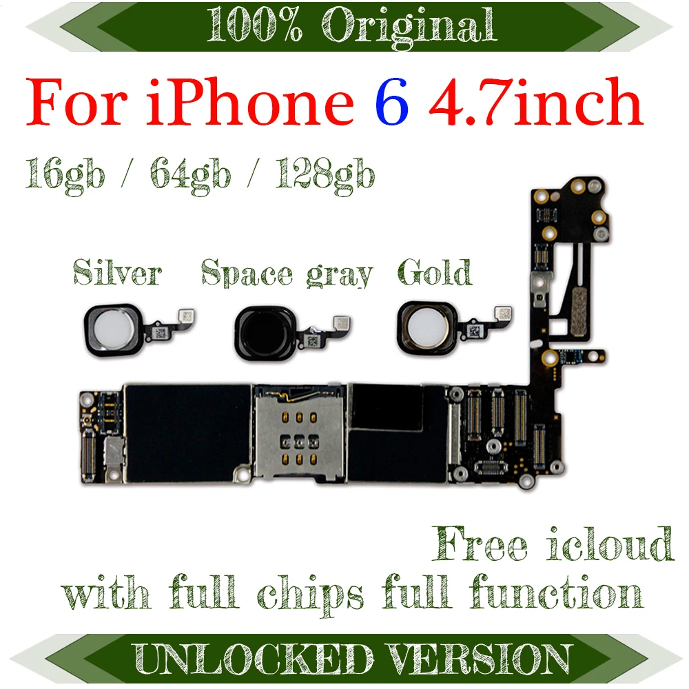 Оригинальная разблокированная материнская плата для iphone 6 без/с сенсорным ID для iphone 6, материнская плата с IOS функцией отпечатков пальцев