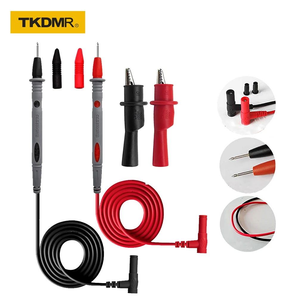 TKDMR Universal Digital Multimeter Test Leads Pin Wire Pen KIT Banana Plug Sharp AC DC 1000V 20A 10A CAT Cable Alligator Clips