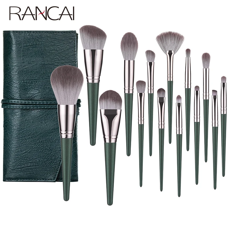 Кисти для макияжа RANCAI 14 шт. набор кистей crochas maquillaje Green большая свободная пудра