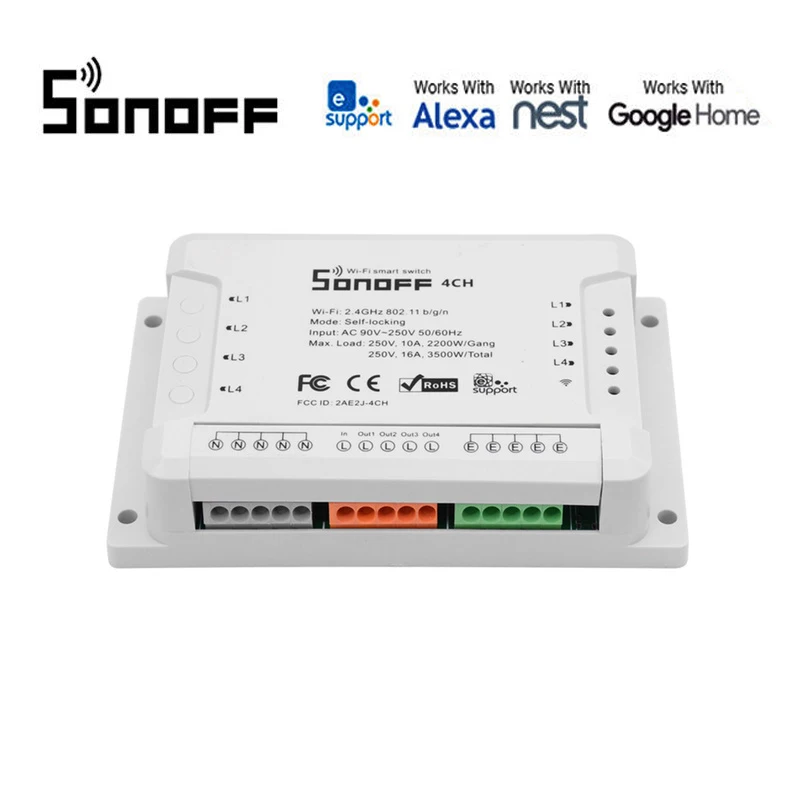 5 pcs 1/2/5 шт. Sonoff 4CH ITEAD 4-канальный WiFI переключатель c креплением на рейке Din контроль умная домашняя одежда для IFTTT/Alexa/Google домашней автоматизации - Комплект: 5 pcs