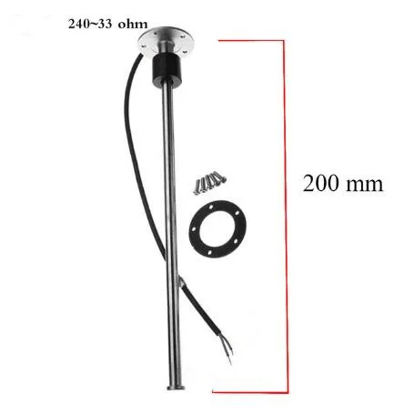 1 шт. нержавеющая сталь 5 отверстий датчики уровня топлива 0-190ohm 240-33ohm 200 250 300 350 450 мм датчики уровня воды для автомобиля лодки датчик - Цвет: 240-33ohm 200mm
