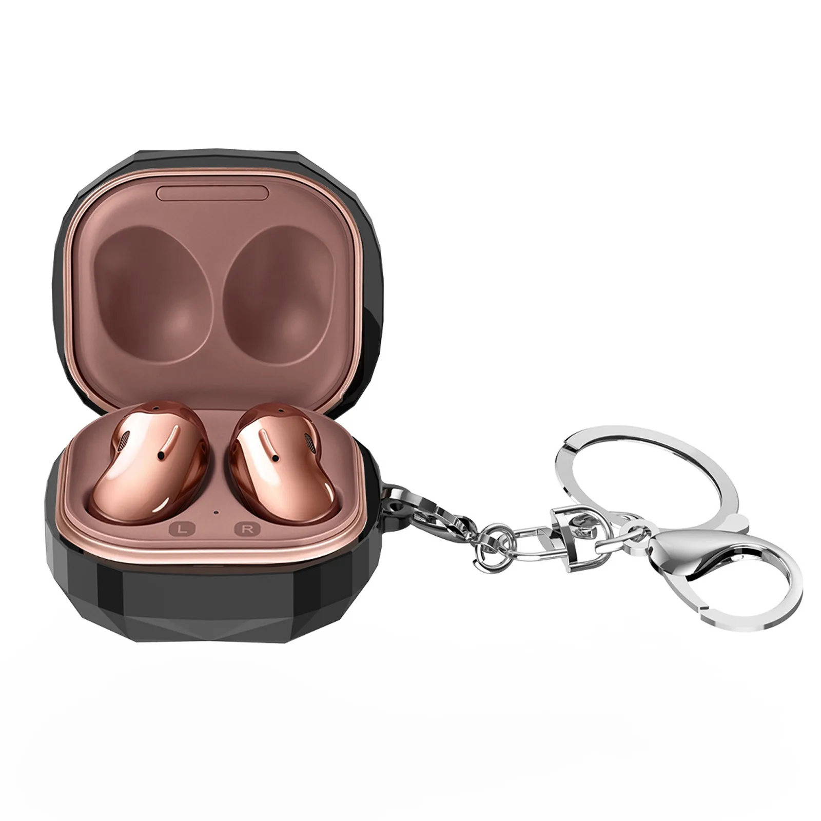 Защитный чехол прозрачный из поликарбоната для наушников Samsung Galaxy Buds Live с крючком