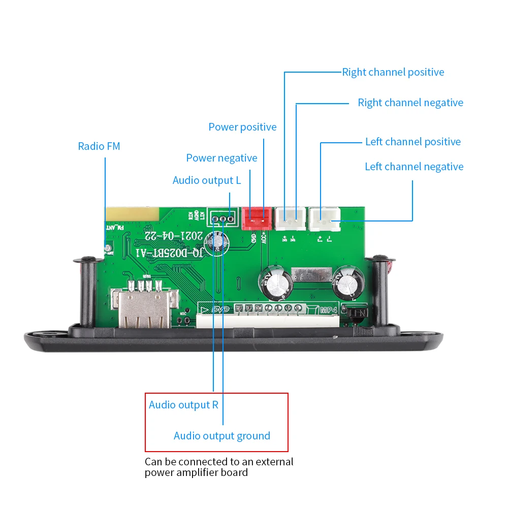Автомобильный MP3-плеер Bluetooth V5.0 USB-модуль записи FM-радио динамик | Электроника