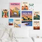 Известный город путешествия постер Мультфильм Нью-Йорк Париж Чили Aruba пейзаж холст живопись настенные художественные фотографии для декора гостиной