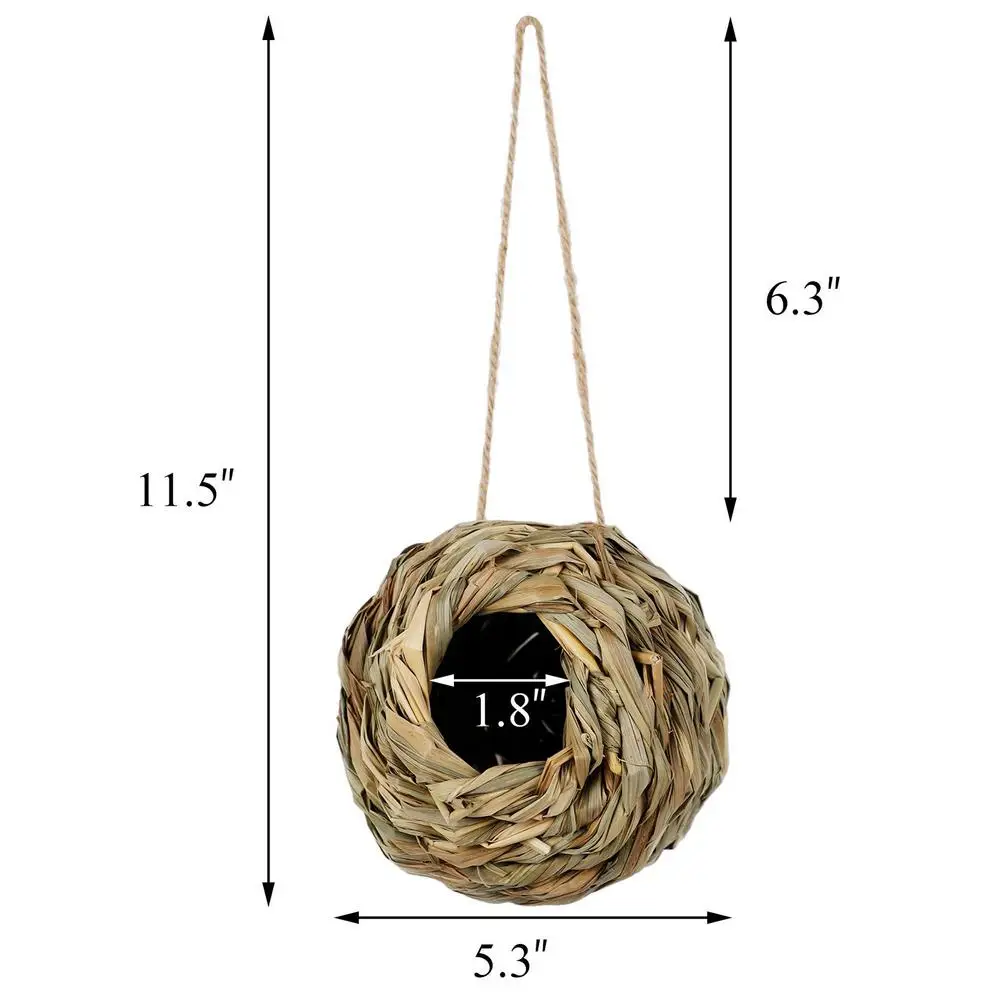 birds nest bird cage natural grass egg cage bird house outdoor decorative weaved hanging parrot nest houses pet bedroom supplies free global shipping