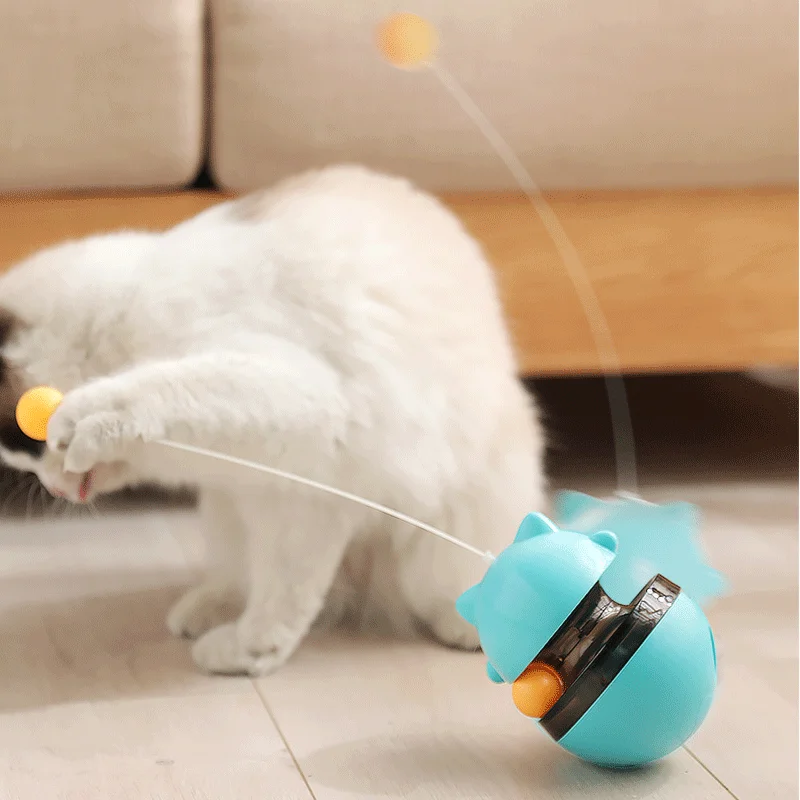 

Cat Toy Treat Dispenser Tumbler Ball Leaking Food Cat Interactive Toy IQ Treat Slow Pet Dispensing Automatic Feeder Spinning