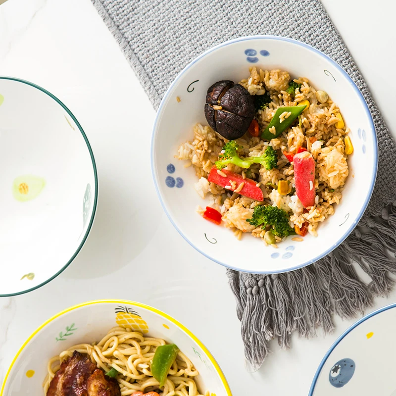 

7 InchCeramic Tableware Fruit Salad Soup Pasta Plate Round Hand Painting Porcelain Plates