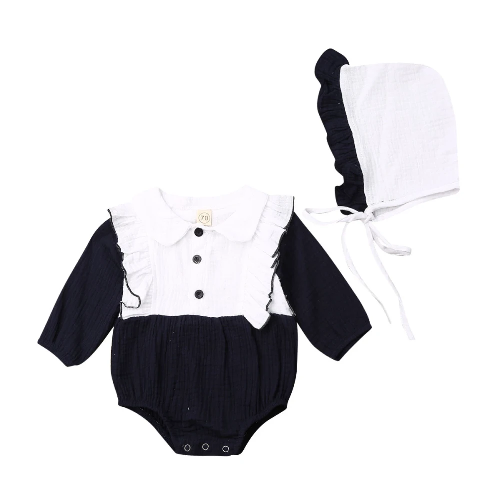 

2019 New Toddler Baby Girl Clothes Long Sleeve Ruffle Romper Jumpsuit Hat 2PCS Clothes Outfit Set