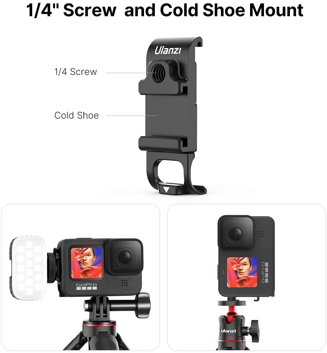 Черная Металлическая Крышка батарейного отсека Ulanzi для GoPro Hero 10 9 порт зарядки